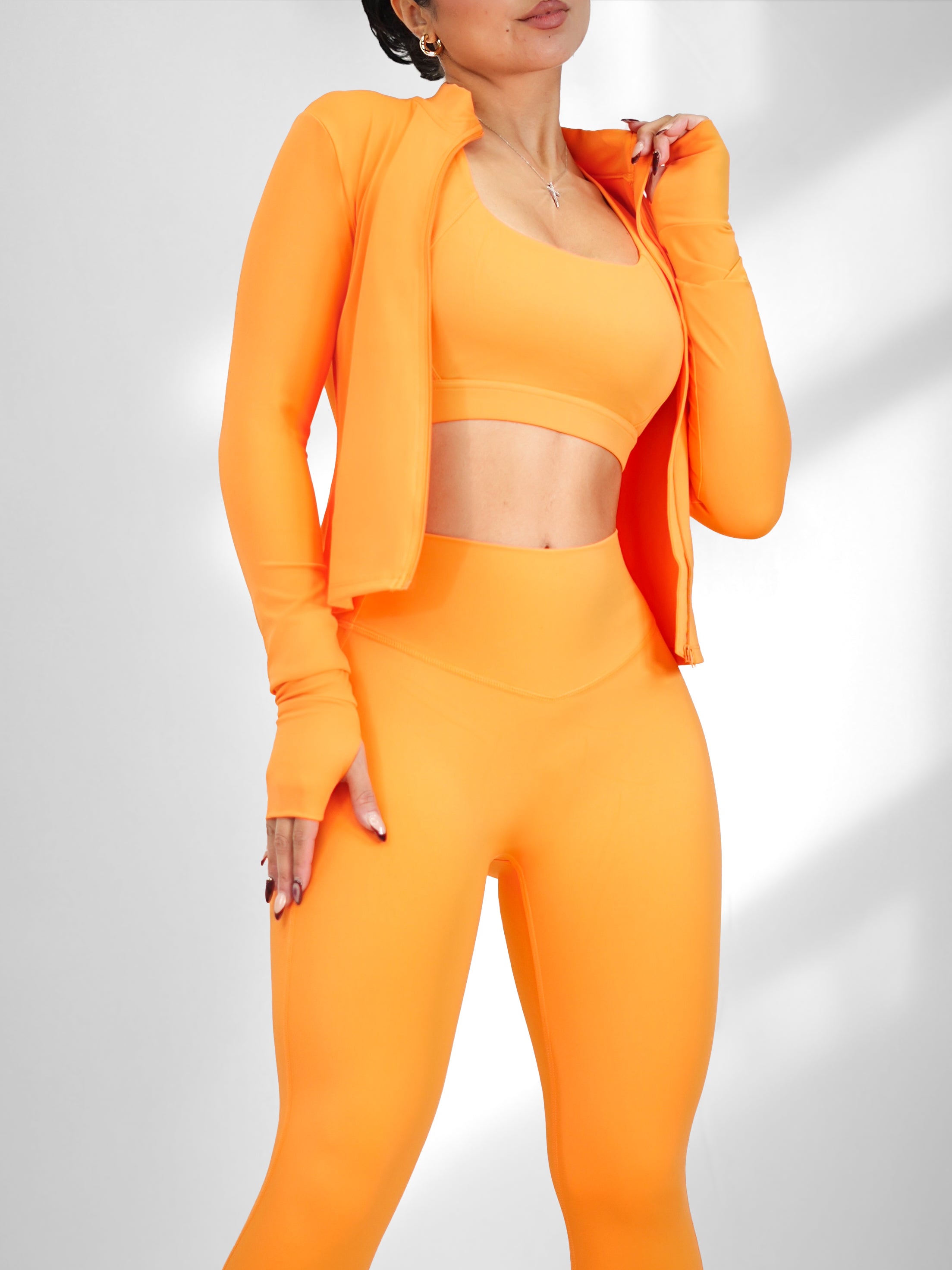 HIIT Athletic Jacket for Women & Men - Breathable Workout Running Hoodie (Vivid Orange) - Perfect for Gym, Jogging & Outdoor Sports