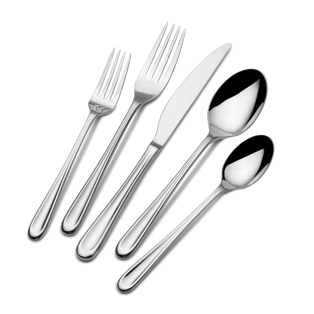 Olivia Forged 42-Piece Stainless Steel Flatware Set - Service for 8 People - Elegant Dinnerware for Formal Dining, Wedding Registry & Holiday Entertaining