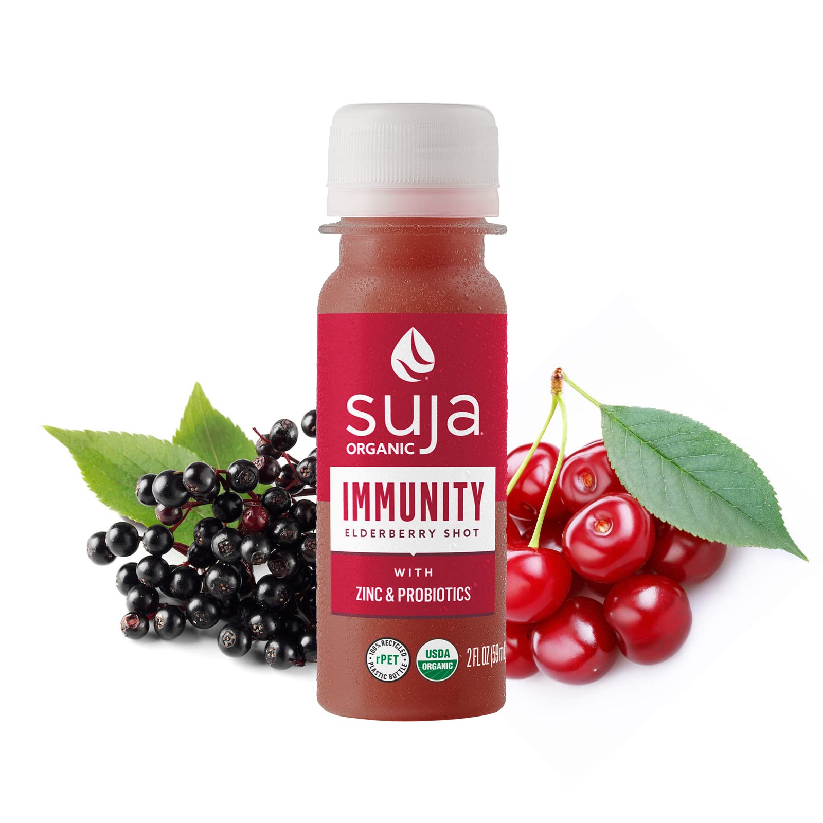 Suja Organic Immunity Elderberry Shot (60 Pack) with Turmeric and Ginger | Immune System Booster | Cold-Pressed Juice with Live Probiotics | Plant-Based, Gluten-Free Functional Shots | Great for Daily Wellness, Travel & Immune Support