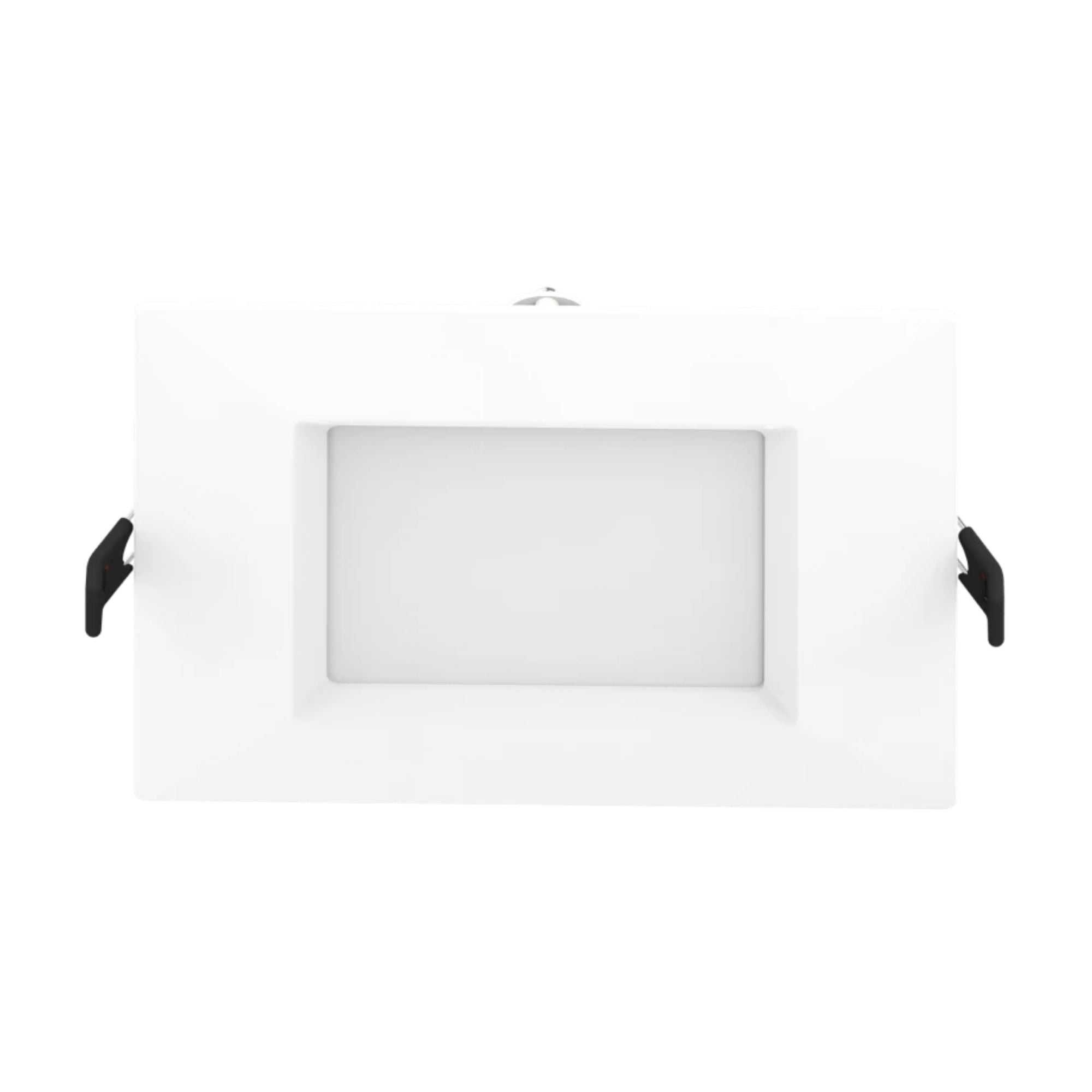 6 Inch Square Wafer LED Downlight - 1100 Lumens, White Smooth Trim - Perfect for Kitchen, Bathroom, and Hallway Lighting