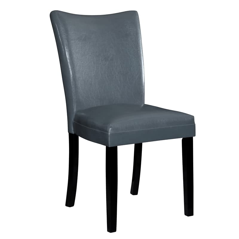 Furniture of America Jacob Parson Style Leatherette Dining Side Chair, Grey - Modern Upholstered Accent Chair for Dining Room, Kitchen, Office, and Living Room