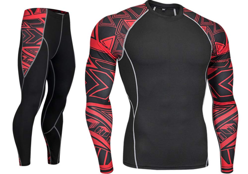 GODIWAN Men's Shapewear Set - Long Sleeve Compression Shirt & Slimming Pants - Body Shaper Underwear for Fitness, Workout & Everyday Wear