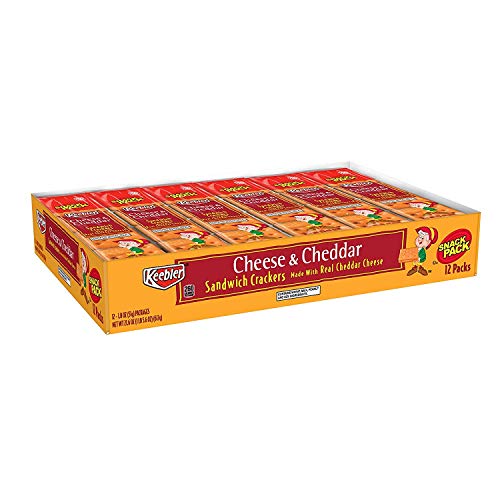 Keebler Cheese & Cheddar Sandwich Crackers - 1.8oz Single Serve Packs (12 Count, Pack of 3) | Perfect for Lunches, Snacks & On-the-Go Eating
