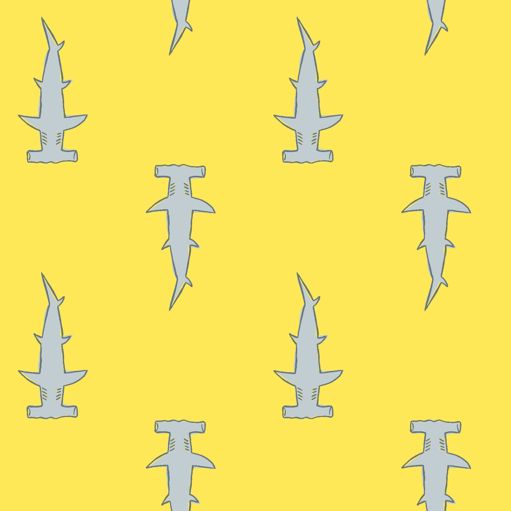 Hammerheads Wallpaper by Tea Collection - Yellow Tropical Shark Design for Kids Room & Nursery Decor