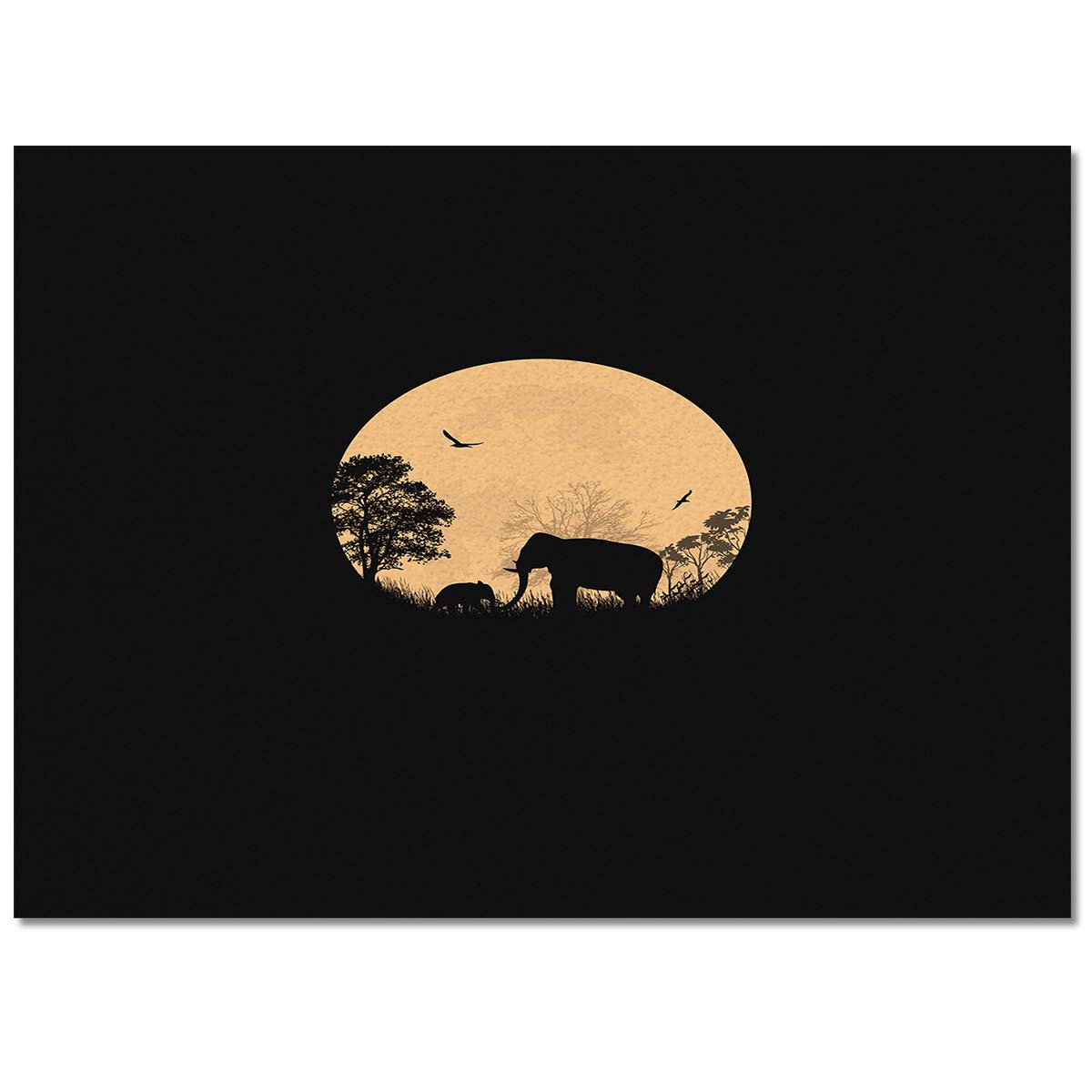 5' x 8' Africa Sunset Elephant Non-Slip Area Rug - Soft Rectangle Floor Mat for Living Room, Bedroom & Dorm Decor | Perfect for Bohemian, Safari or Tribal Themed Spaces