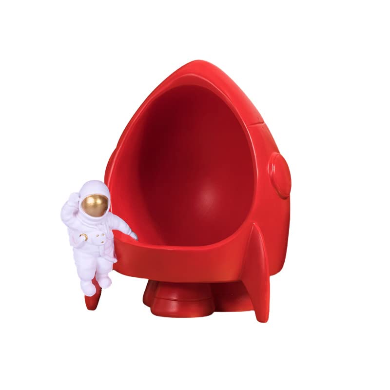 AMTOL Cute Resin Astronaut Rocket Key Holder - Multifunctional Storage Bowl for Keys, Jewelry, Snacks & Watches - Perfect for Bathroom, Kitchen & Home Decor Organization