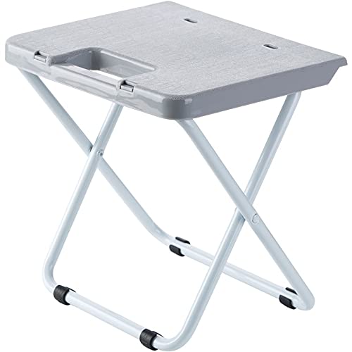 JF-XUAN Portable Folding Stool - Lightweight Space-Saving Plastic Chair for Home, Kitchen, Bathroom & Shower - Comfortable Indoor/Outdoor Seating Solution (Light Gray) - Perfect for Small Spaces, Camping & Extra Guest Seating