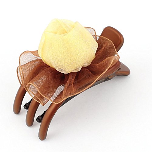 STORE99® Yellow Rose Hair Clip with 3 Teeth - Coffee Color Hair Claw for Women | Perfect for Side Hairstyles, Ponytails & Everyday Hair Accessories
