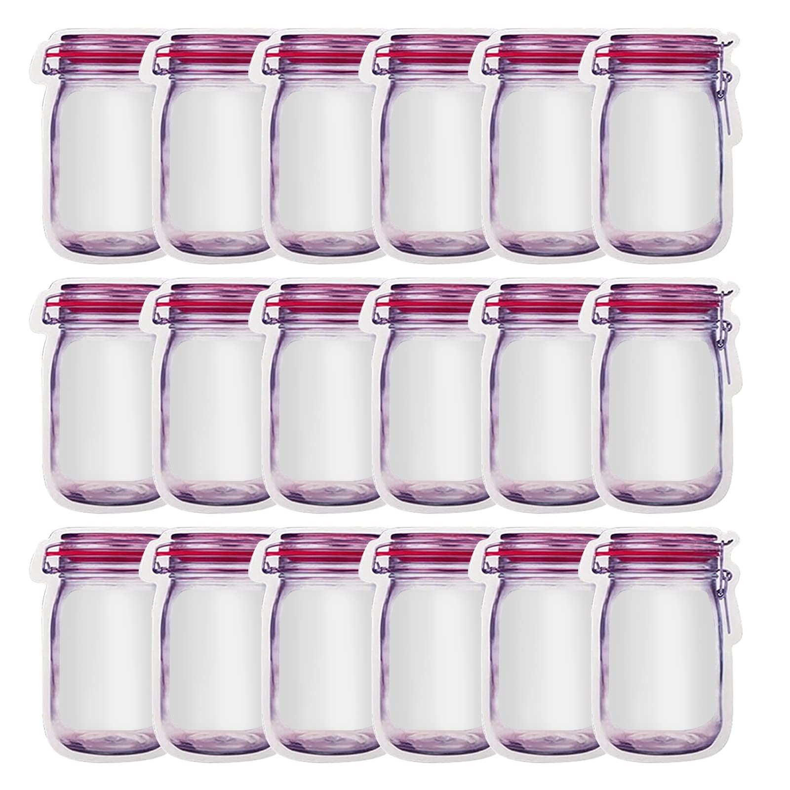 18-Piece Reusable Mason Jar Zipper Bags - Eco-Friendly Food Storage Containers for Snacks, Lunch & Meal Prep | Perfect for Kitchen, Travel, Camping, Picnic & Office Organization (18 Months Warranty)