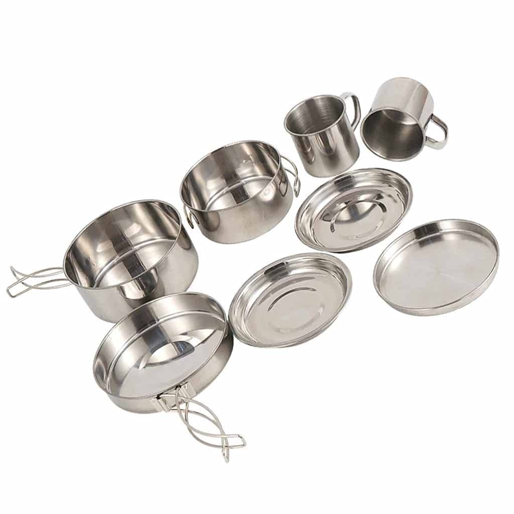 8-Piece Lightweight Backpacking Cookware Set - Camping Pots, Pans & Utensils for Hiking, Picnics & Outdoor Adventures | Compact Portable Cooking Kit for Campers & Backpackers