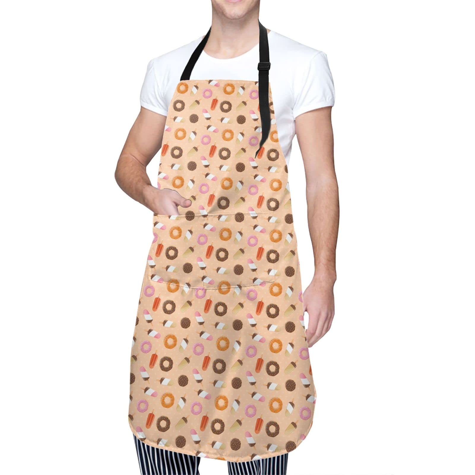 Waterproof Mandala Boho Apron with Adjustable Straps & 2 Pockets - Kitchen Cooking BBQ Apron for Men & Women - Perfect for Baking, Grilling, Painting & Crafting