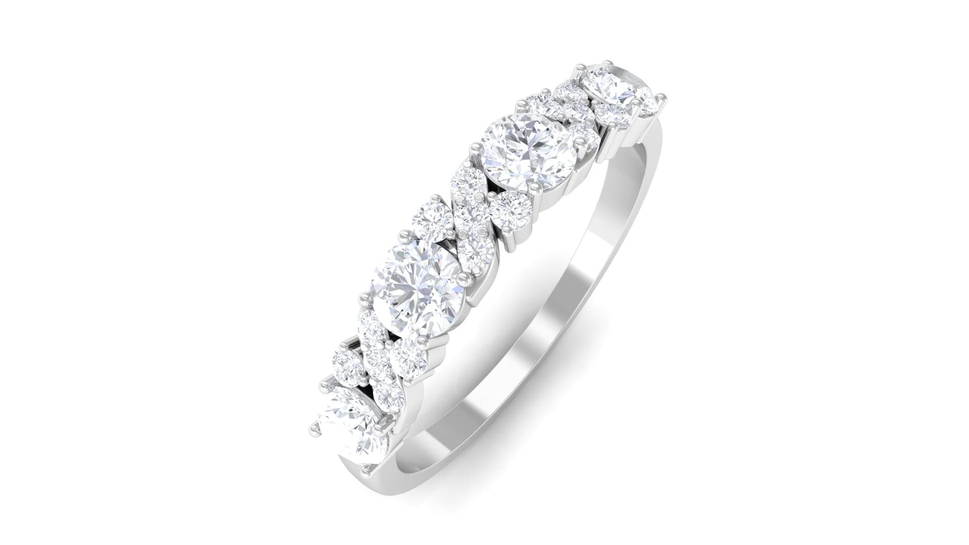 1 CT Moissanite 14K Solid Gold Half Eternity Ring for Women - Durable Wedding Band, Anniversary Gift, Promise Ring - Perfect for Engagements, Proposals & Special Occasions