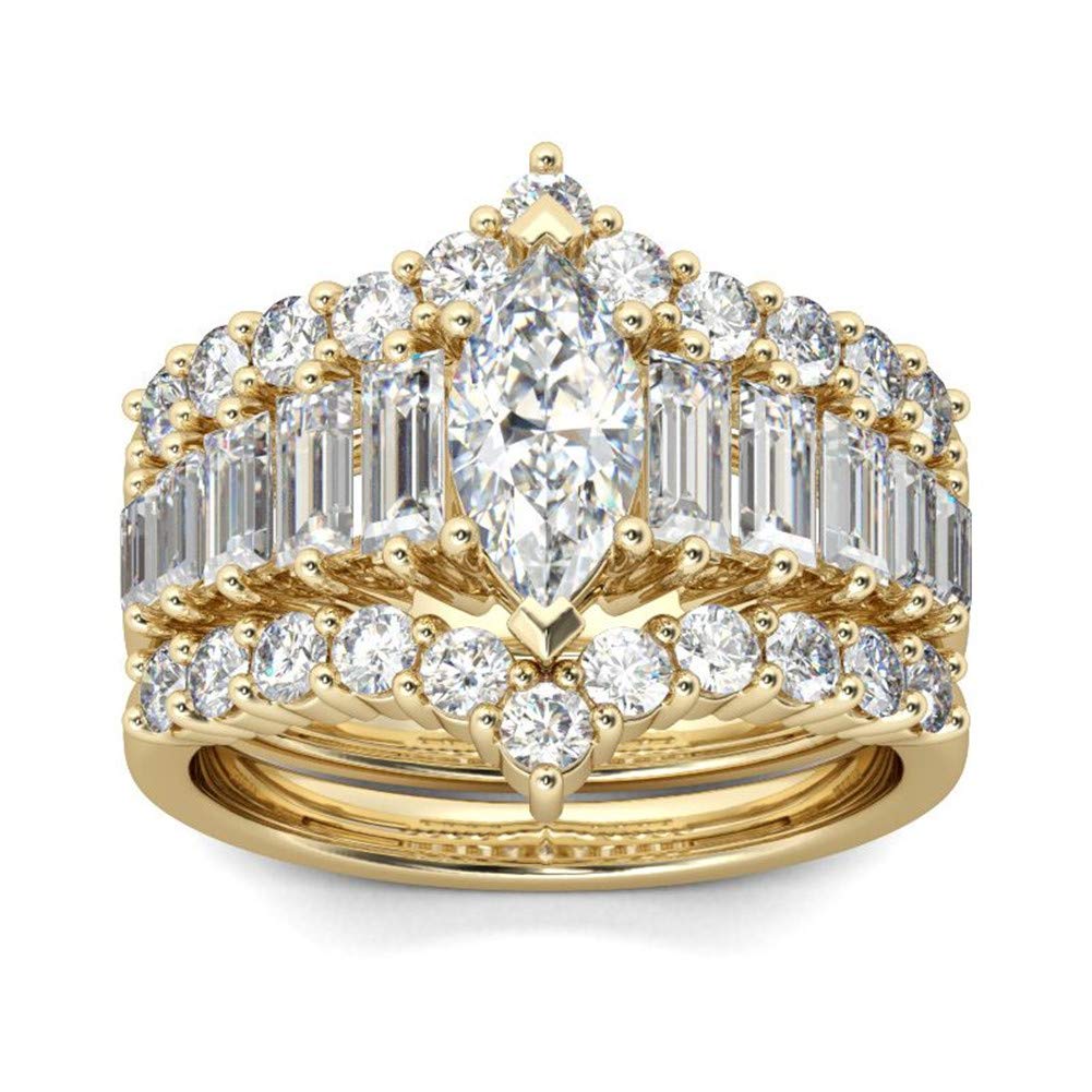 Jeulia 1.5 Carat Marquise Cut Wedding Ring Set - 18K Gold Plated 925 Sterling Silver Engagement & Promise Band Rings for Women - Perfect for Proposals, Anniversaries & Special Occasions with Jewelry Gift Box