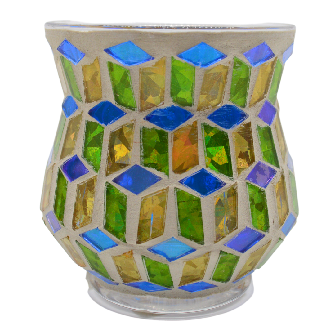 Elegant Cello Flared Tealight Holder - Emerald Tiffany Style Glass Candle Holder for Romantic Dinners, Wedding Decor & Home Ambiance