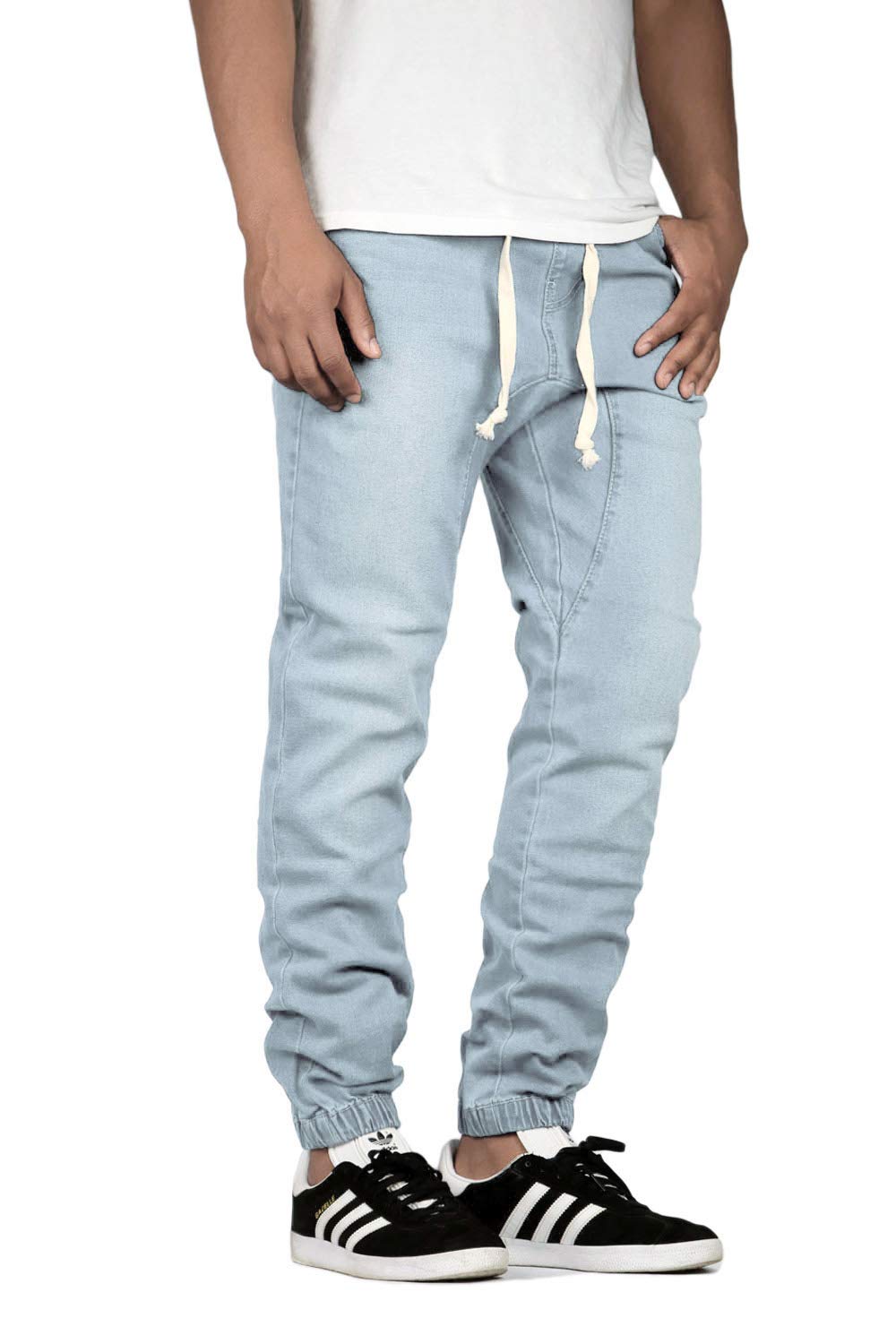 Mersenne Men's Drop Crotch Denim Jogger Pants - Stylish & Comfortable Streetwear for Casual Outings & Urban Fashion