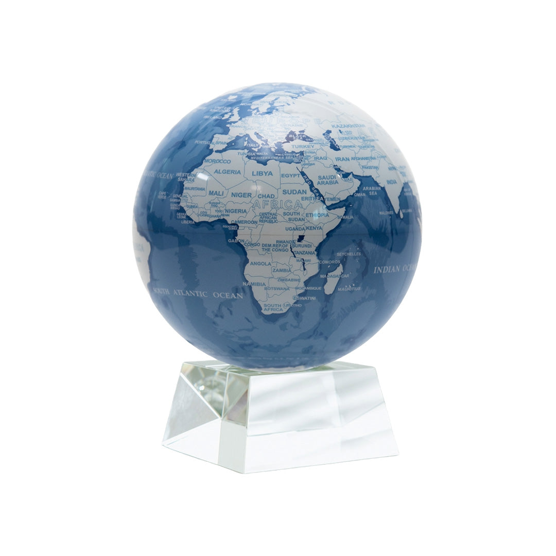 Illuminated Earth Globe with Crystal Base - Light Blue & Silver - Perfect for Home Decor, Office Display & Educational Gifts