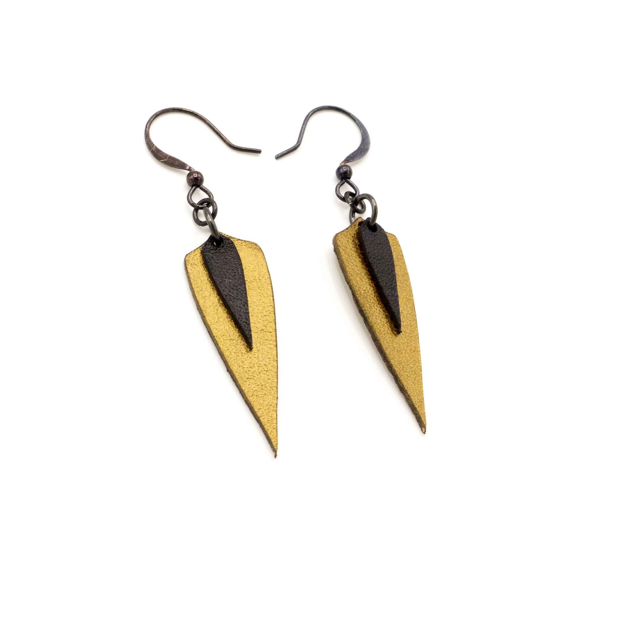Innera Genuine Leather Earrings for Women - Gold & Black Hoop Dangle Earrings | Boho Chic Accessories for Casual Wear, Parties & Special Occasions