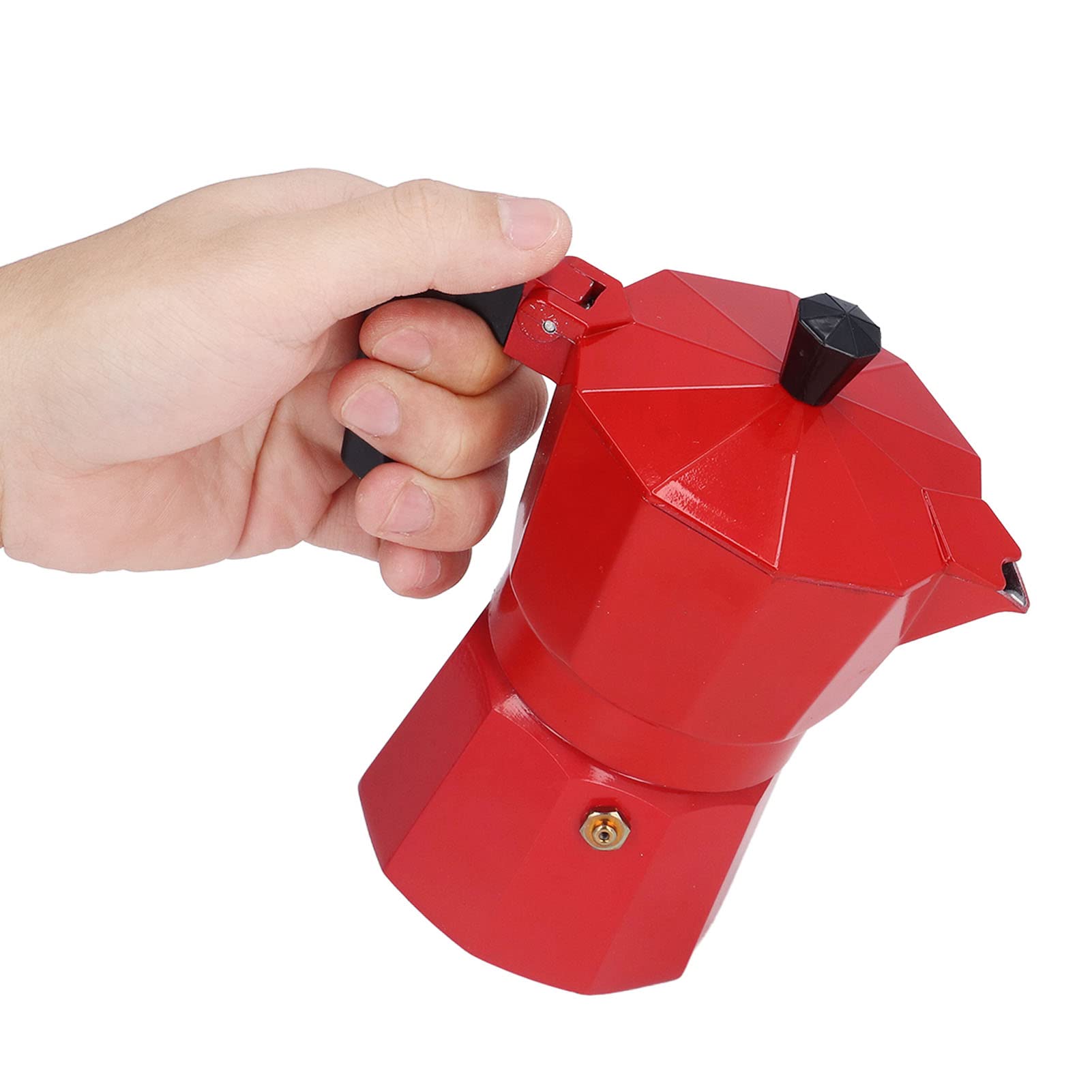 Omabeta 150ML 3-Cup Aluminum Moka Pot - Italian Stovetop Coffee Maker for Espresso, Percolator for Home, Office & Outdoor Use - Red (Perfect for Camping, Picnics & Small Kitchens)