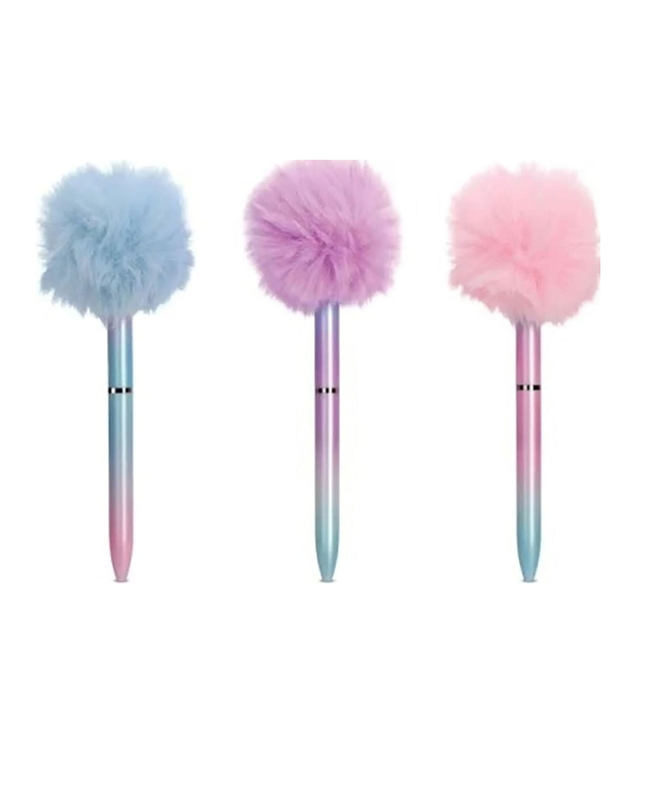 Ombre Pom Pom Pens - Colorful Gradient Ballpoint Pens for Journaling, Scrapbooking & DIY Crafts - Perfect for School, Office & Creative Projects
