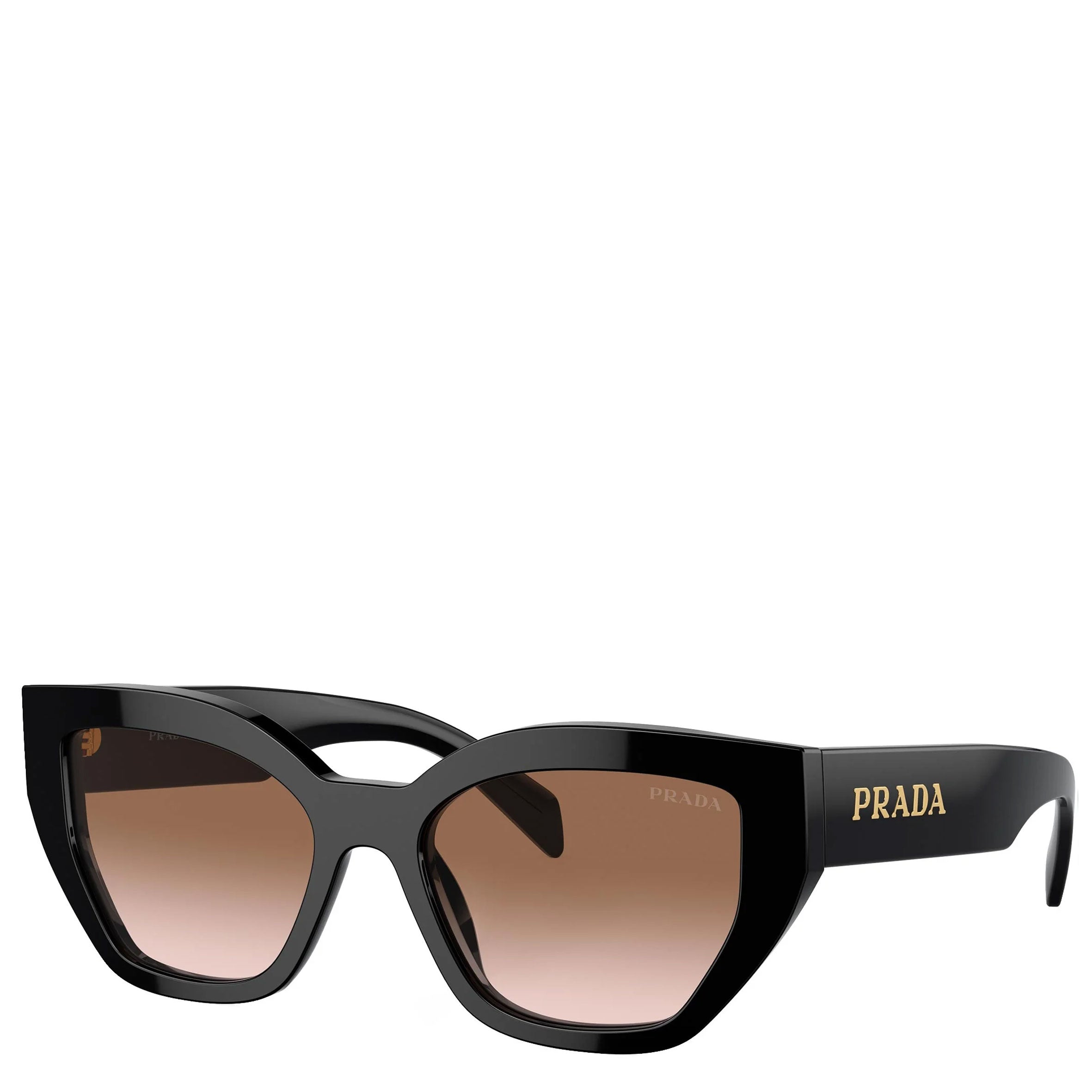 PRADA PRA09S Butterfly Sunglasses for Women - Black/Gradient Brown Polarized UV Protection - Fashion Luxury Sunglasses for Beach, Driving & Outdoor Activities