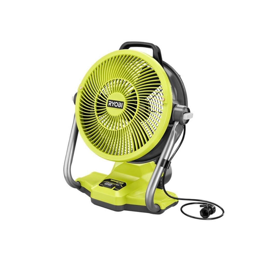 RYOBI ONE+ 18V Cordless Hybrid WHISPER SERIES 12 Inch Misting Air Cannon Fan - Battery & Charger Not Included - Perfect for Outdoor Cooling, Patio, Backyard, and Worksite Use