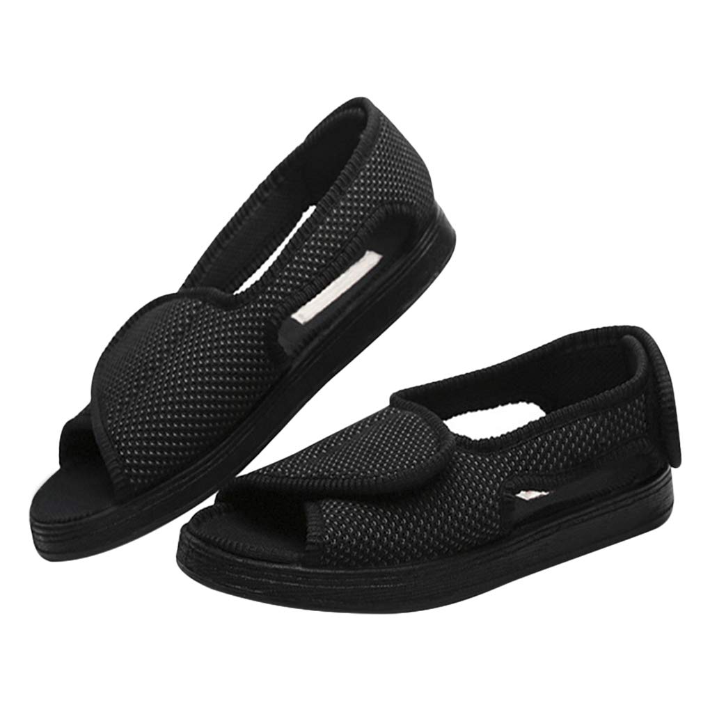 IPENNY Men's Wide Width Diabetic Slippers - Adjustable Orthopedic Open Toe Walking Shoes for Swollen Feet, Bunions & Hammertoes - Non-Slip House Shoes for Foot Pain Relief, Edema & Flat Feet - Ideal for Indoor Comfort, Post-Surgery Recovery & Daily Foot Care