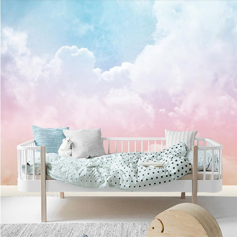 Pink and Blue Clouds Nursery Wallpaper - Waterproof Peel & Stick Wallpaper for Kids Room Decor, Baby Nursery, Playroom - Easy to Install & Remove