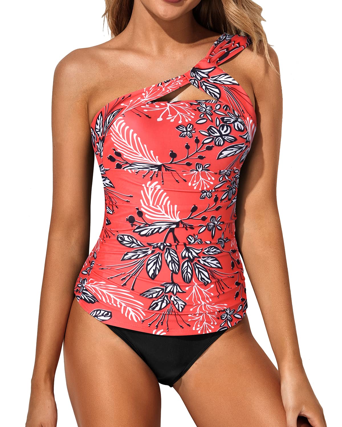 Stylish Women's One Shoulder Tankini Swimsuits - Two Piece Bathing Suit with Shorts | Perfect for Beach Vacations, Pool Parties & Summer Getaways