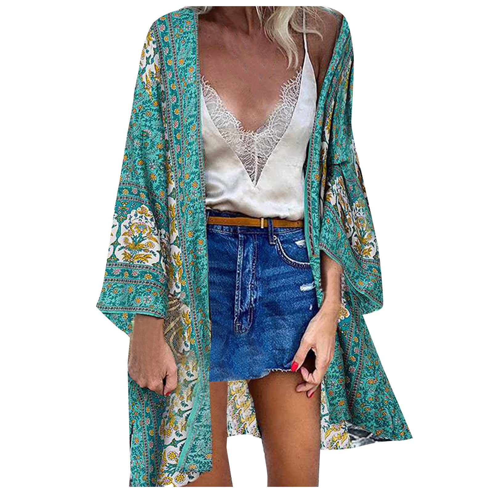 HUANKD Women's Long Sleeve T-Shirts - Summer Casual Batwing Loose Fit Printed Blouse for Holiday & Everyday Wear - Perfect for Beach, Travel and Office Outfits