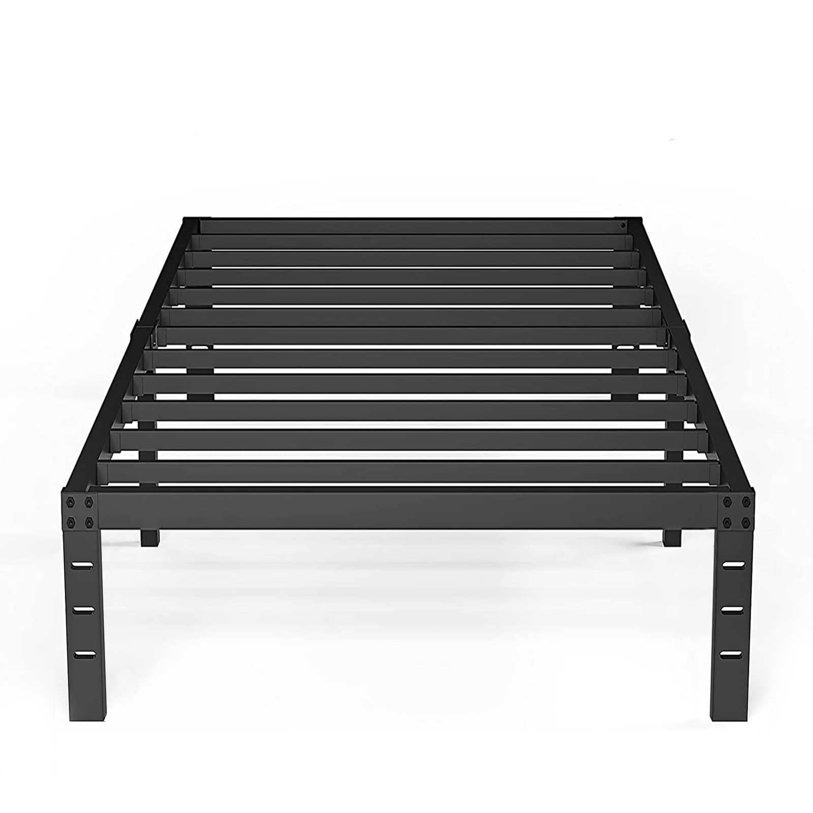 Heavy Duty Twin Size Metal Bed Frame - 14 Inch High Platform, No Box Spring Needed, 3000lbs Weight Capacity, Easy to Assemble & Noise Free - Perfect for Kids Rooms, Guest Beds & Small Spaces (Black)