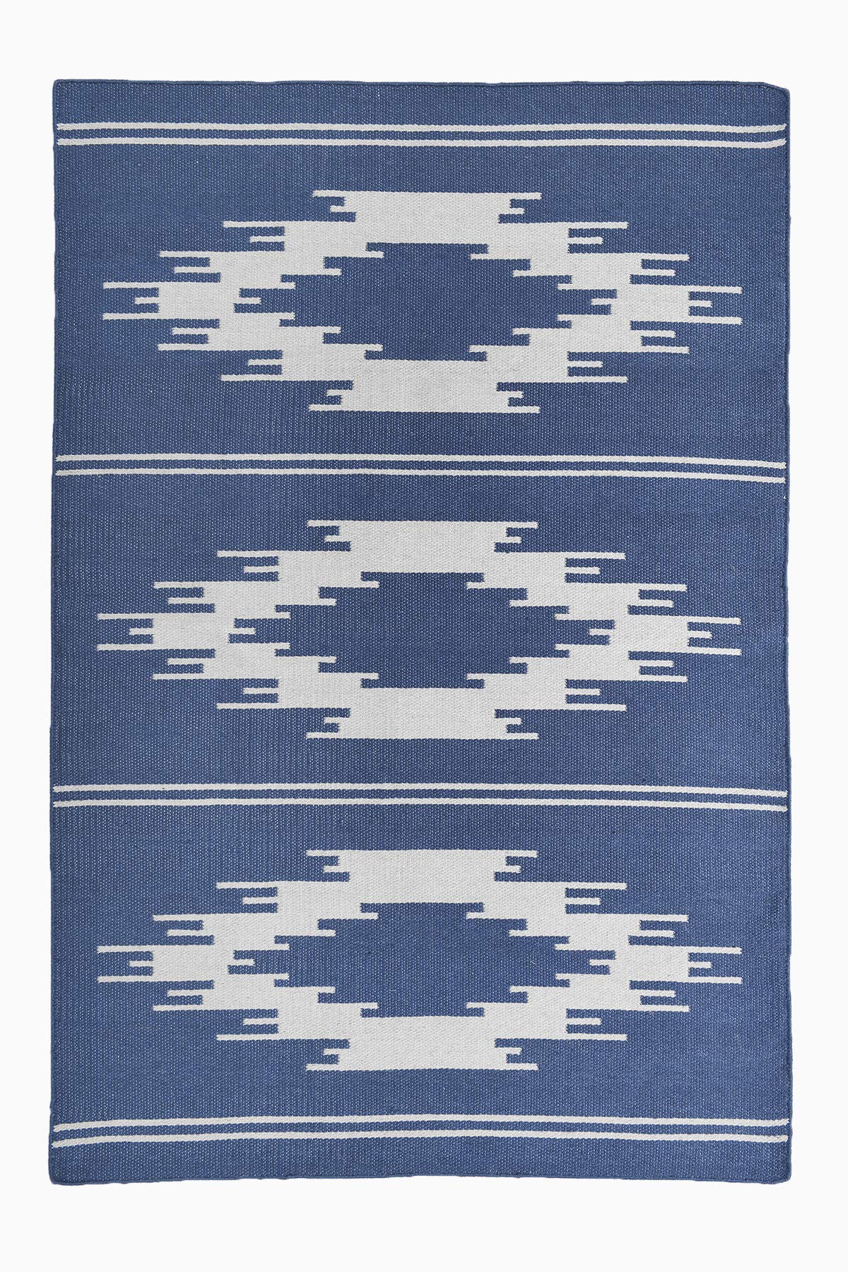 Fab Habitat Machine Washable Area Rug - Hand Woven Stain Resistant Reversible Pet Friendly Rug - Premium Recycled Polyester Yarn Ikat Design - Navy & Gray 5x8 ft - Perfect for Bedroom, Living Room & Dining Room Decor