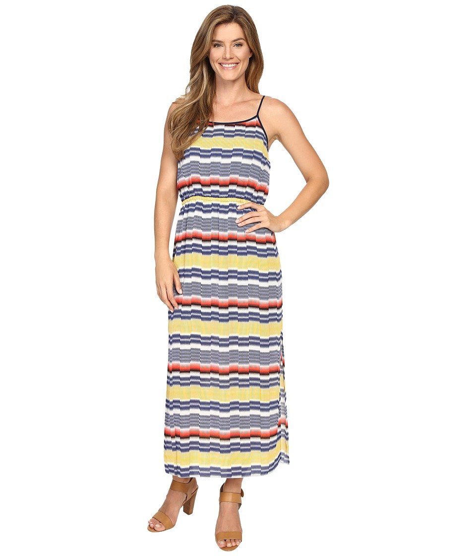 Vince Camuto Women's Elastic Waist Jagged Stripe Maxi Dress - Flowy Summer Beach Dress for Casual Outings & Vacations
