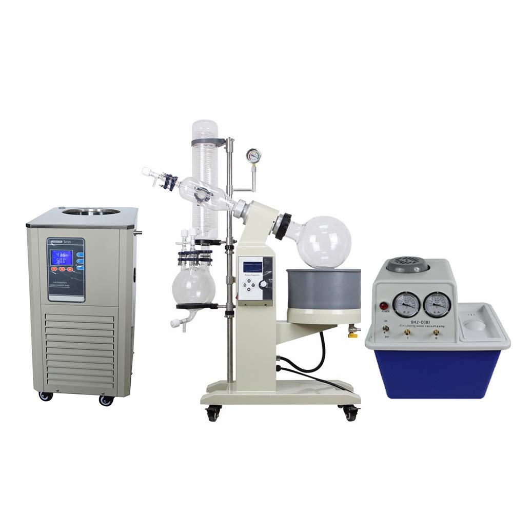 5L Rotary Evaporator Kit - 110V Lab Distillation System with Vacuum Pump & Chiller for Solvent Recovery | Essential for Chemistry Labs, Essential Oil Extraction & CBD Processing