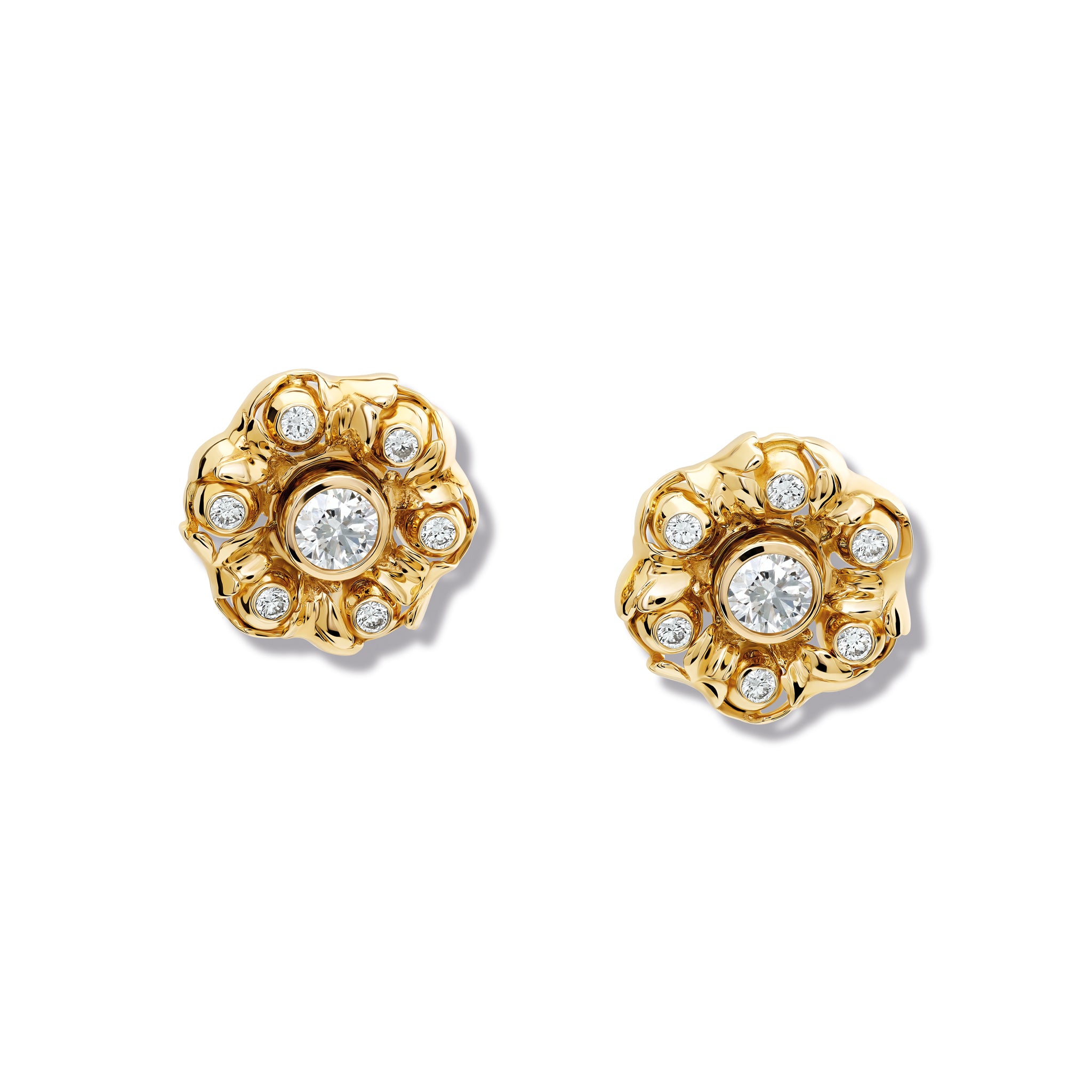 Songe de Vaux Diamond Halo Earrings in 14K Yellow Gold - Elegant Dangle Earrings for Women, Perfect for Weddings, Parties & Special Occasions