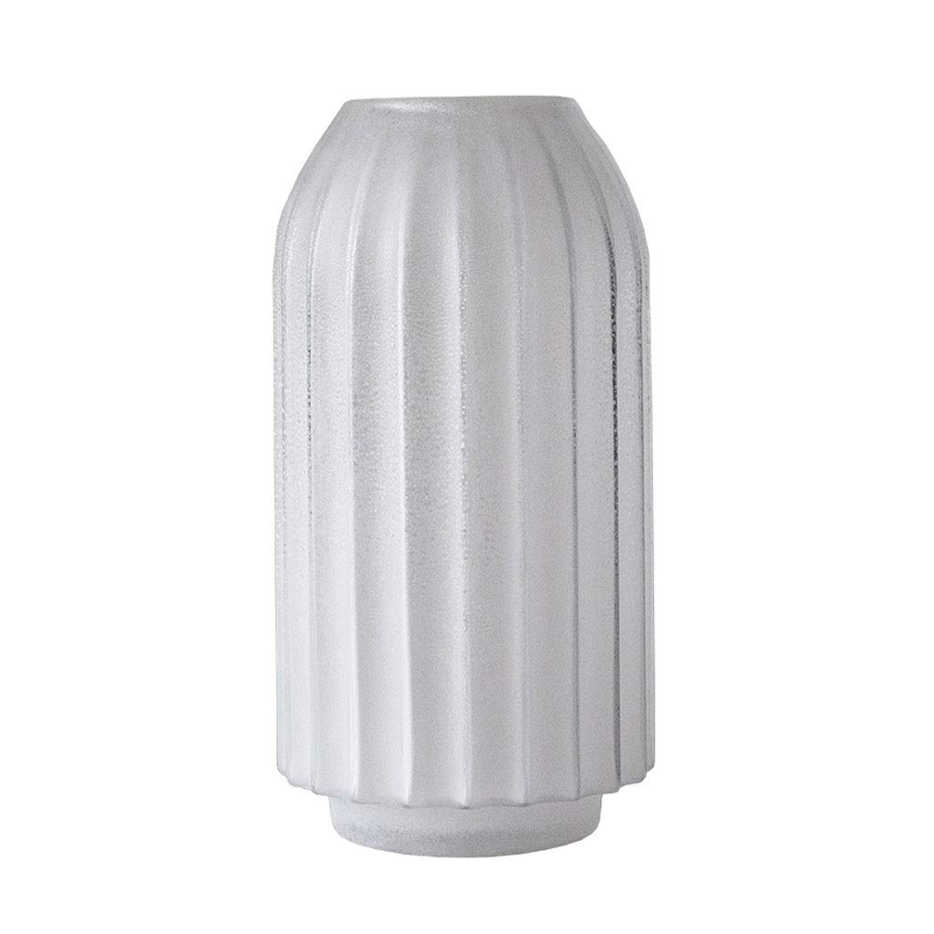 Frosted Glass Flower Vase - Large White Hydroponic Terrarium Pot for Home Decor | American Simplicity Design with Fashion Stripes | Durable for Centerpieces, Wedding Decor & Living Room Accents