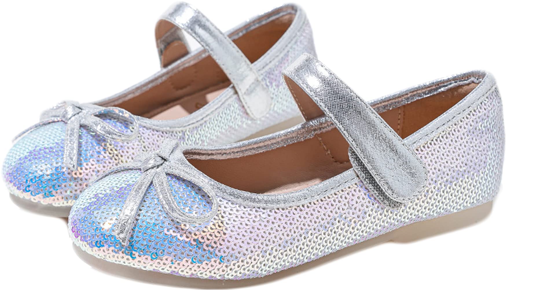 Girls Ballet Flats with Mermaid Sequin Bow - Princess Dance Shoes for Kids | Soft & Comfortable for School, Parties & Playtime