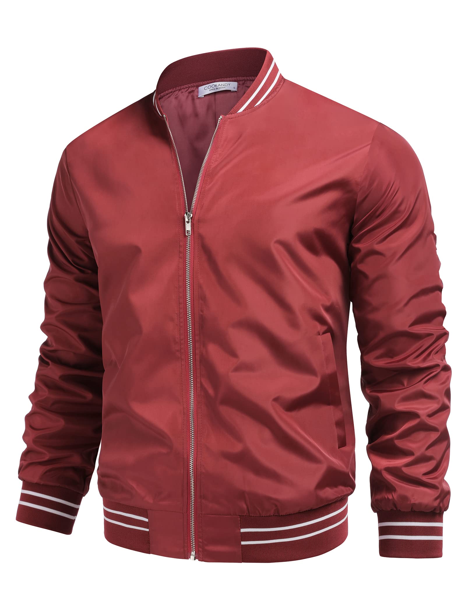 COOFANDY Men's Lightweight Bomber Jacket - Windproof Full Zip Varsity Jacket for Casual Wear | Spring & Fall Active Coat for Outdoor Activities, Travel & Daily Wear