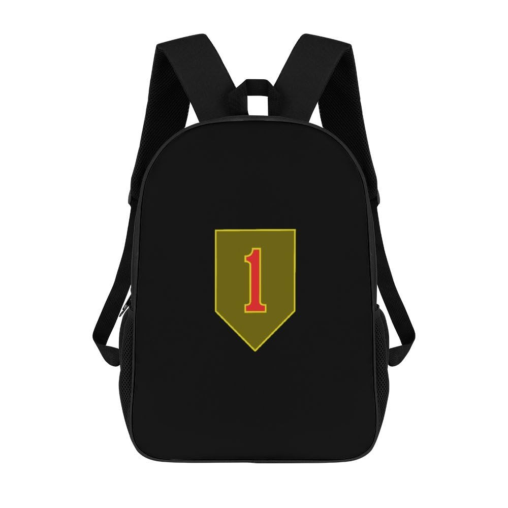 IOEDTHBJ 1st Infantry Division Tactical Backpack - 17 Inch Laptop Backpack for School & Work - Durable 3D Printed Military Style Computer Bag for Men & Women - Perfect for College, Office & Outdoor Adventures