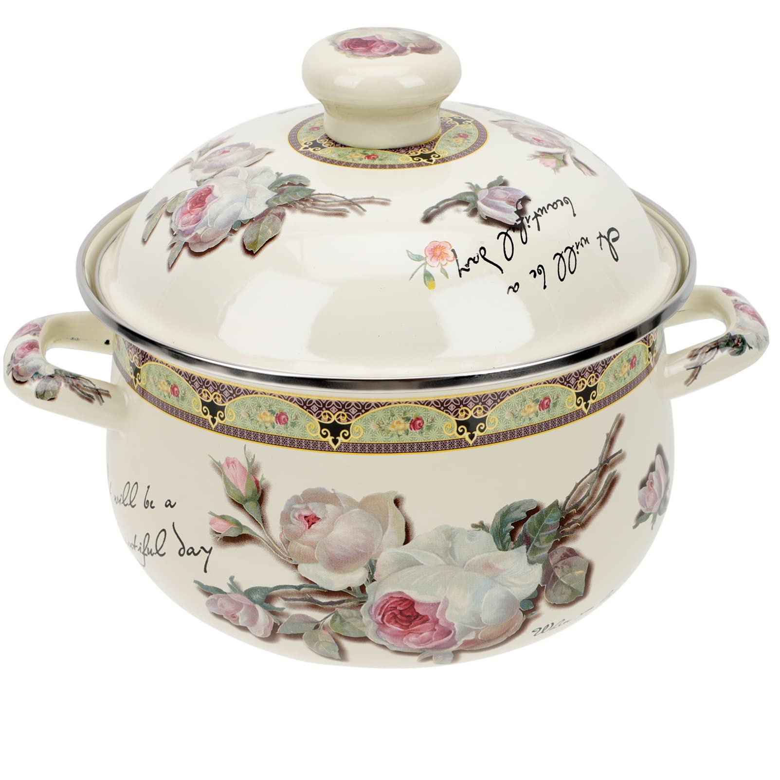 YARNOW Enamel Dutch Oven - 5.5QT Nonstick Soup Pot & Casserole Dish for Cooking, Stewing, Canning | Stovetop & Oven Safe Enamelware for Soups, Stews, Baking (Perfect for Camping & Family Dinners)