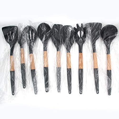 9-Piece Silicone Kitchen Utensil Set - Non-Slip Heat Resistant Handles, Nonstick Cooking Spatulas & Tools for Baking, Frying, Sauteing - Perfect for Home Chefs & Professional Kitchens