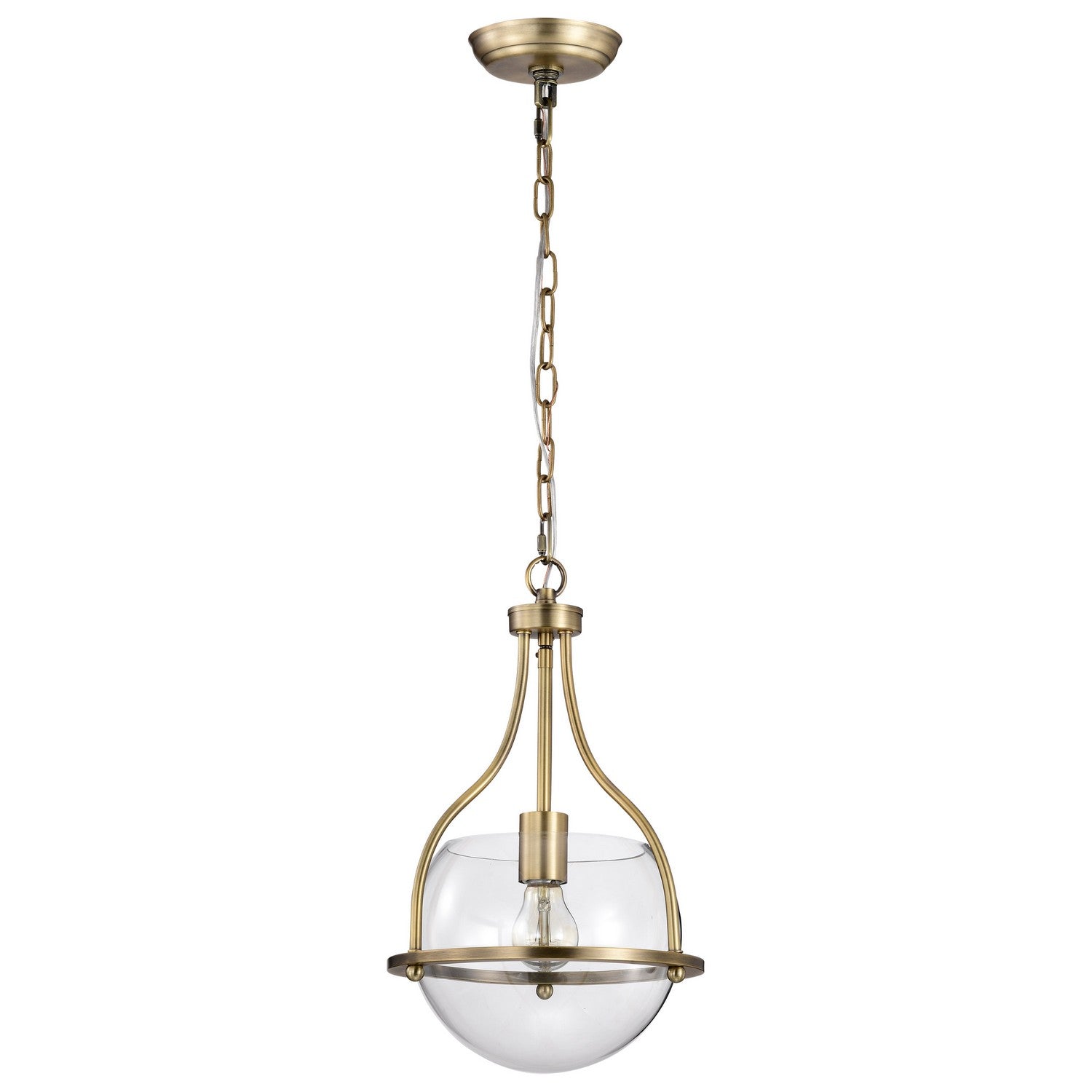 Vintage Brass 10-Inch Pendant Light - Amado Industrial Style Hanging Fixture for Kitchen Island, Dining Room, or Entryway Lighting