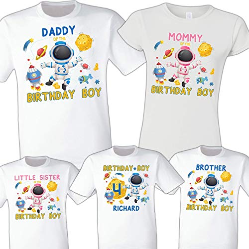 Custom Astronaut T-Shirts for Family Party & Birthday Celebrations - Personalized Solar System Space Shirt for Boys with Moon Design | Perfect for Space-Themed Events, School Activities & Cosplay