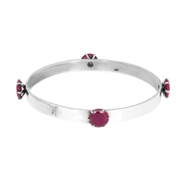 925 Sterling Silver Ruby Friendship Bracelet - Handmade Love Bangle for Women & Teen Girls | Birthday Gift, Best Friend Present | Perfect for Anniversaries, Valentine's Day & Special Occasions