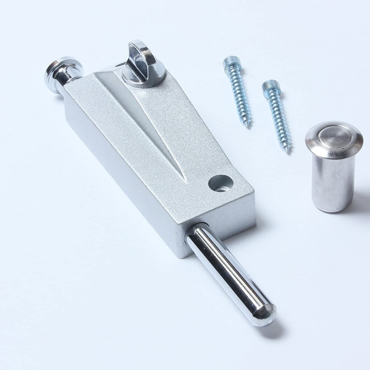 Unifizz Revolving Door Latch Lock - Heavy Duty Sliding Bolt Lock with Spring Mechanism for Aluminum & Wooden Automatic Doors (Silver, Hand Twist, 2-Pack) - Perfect for Commercial Buildings, Offices & Home Security