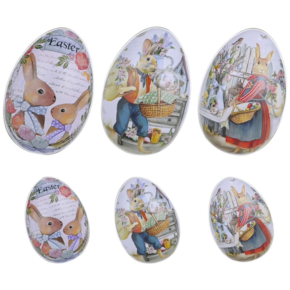 HEMOTON 6Pcs Easter Egg Candy Tin Box - Empty Round Metal Gift Box for Easter Treats, Party Supplies & Basket Stuffers | Perfect for Easter Egg Hunts, Holiday Gifting & Home Decor