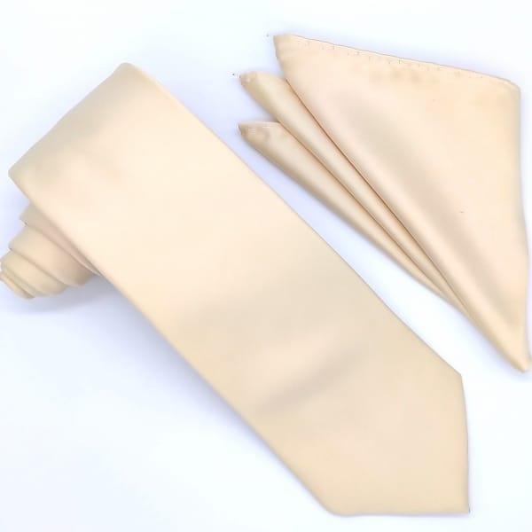 Elegant Ivory Tie and Pocket Square Set for Weddings, Prom & Formal Events - Premium Silk Accessories for Men