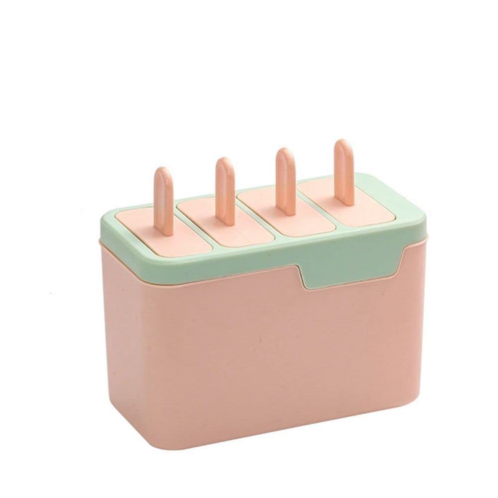 Premium Silicone Ice Cube Tray with Lid - DIY Ice Cream Maker for Homemade Desserts, Fruit Flavored Ice Treats (Pink) - Perfect for Summer Parties, Kids Snacks & Cocktail Garnishes