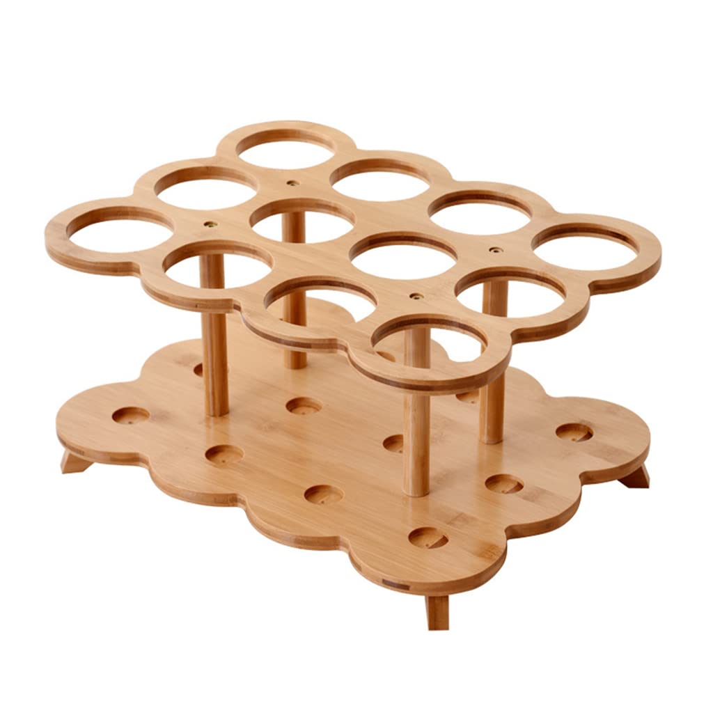Stackable Wooden Wine Rack - Holds 12 Bottles, Wobble-Free Countertop Wine Storage Organizer for Kitchen, Bar & Home | Perfect for Small Spaces, Entertaining & Wine Collection Display