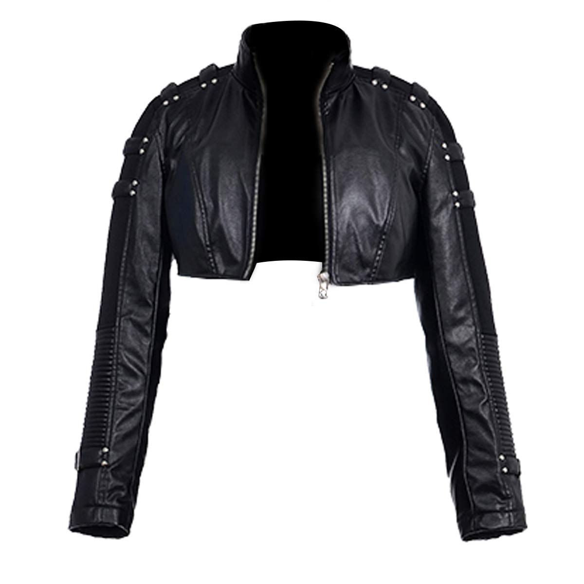 Facon Women's Black Leather Biker Jacket for Motorcycle Riding & Cosplay | 2 Stylish Designs | Perfect for Halloween, Costume Parties & Everyday Fashion