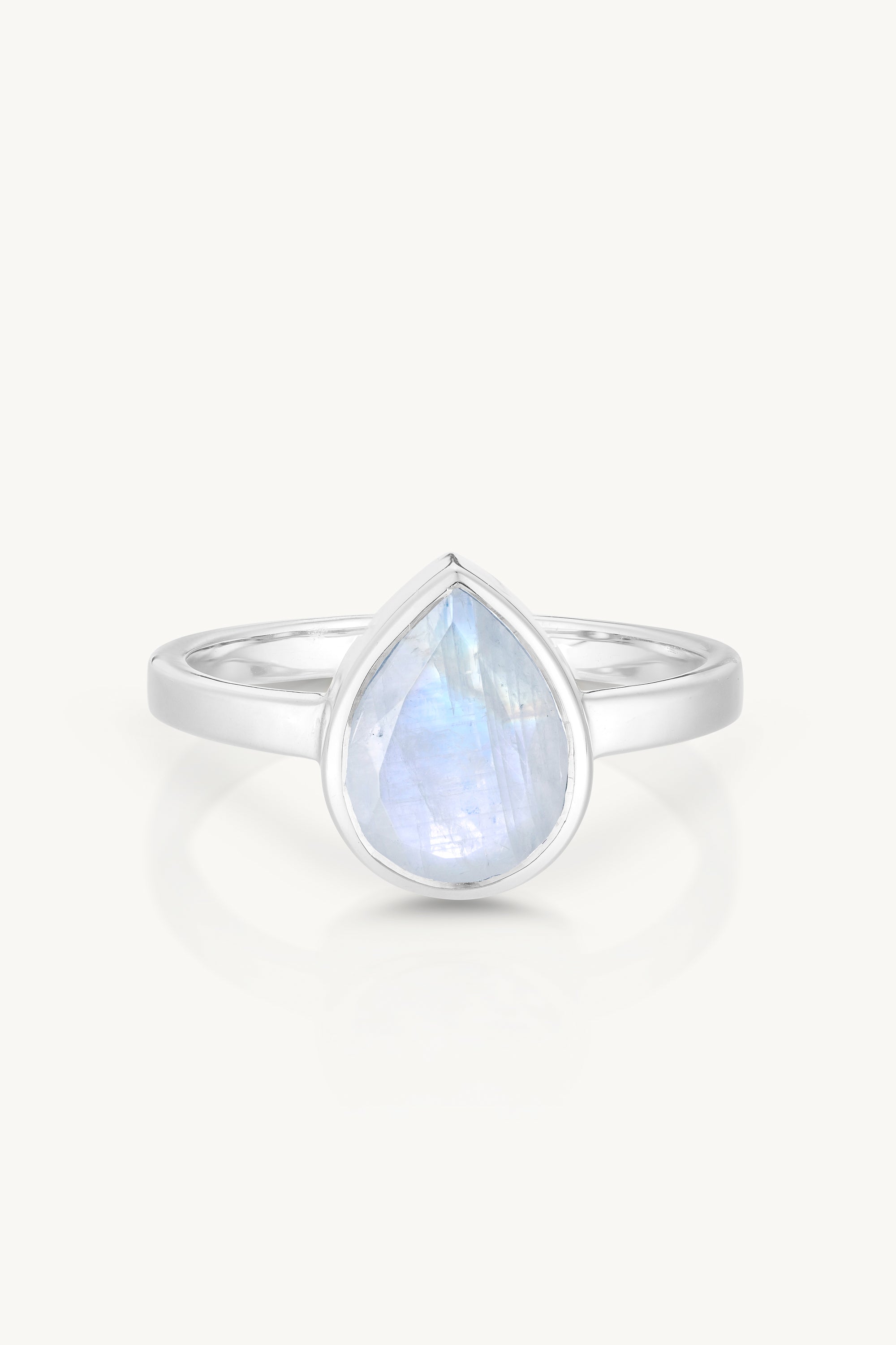9K White Gold Moonstone Tear Drop Ring for Women - Elegant Dainty Jewelry Gift for Birthday, Anniversary & Special Occasions